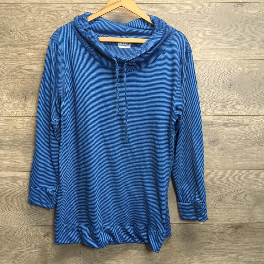 Nina Capri Striped Mockneck Blue Top Women's Plus Size 2X